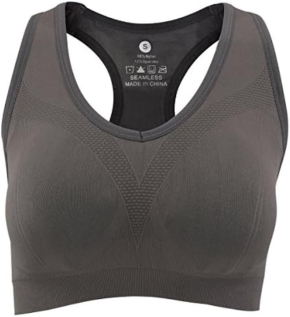 YAHA Women’s Sports Bra Racerback Yoga Workout Bra (M, Gray)