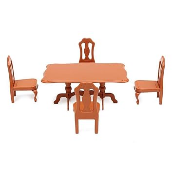 DYTesa DIY Lovely Mini Furniture Dolls House Miniature Dining Table Chair Set Children Kids Gift Toys