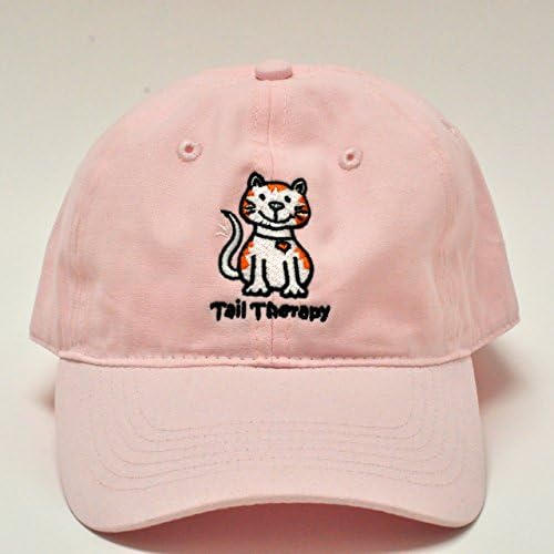 Tail Therapy Cat Soft Brushed Canvas Baseball Cap - Light Pink - Great Gift for Cat Lovers!