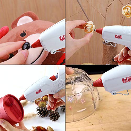 Hot Glue Gun Kit, KeLDE UL Certified Full Size Glue Gun with 20pcs 4x0.44-Inch Heat Glue Sticks, with Rubber Coating at Bottom, Bonus Scissors and Glue Gun Pad, 40 Watts