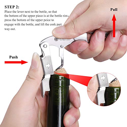 GoBetter Wine Opener with 2 Separate Wine Foil Cutters (Black & Red), Professional Waiter's Corkscrew, Beer and Soda Bottle Opener Functional Gift for Wine Lovers (Natural Rosewood)