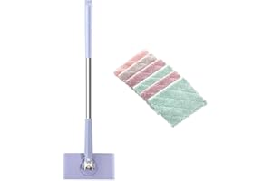 Snap Grip Mini Mop,Cloth Changing Mini Mop + Magic Cleaning Cloth*6,Automatic Gripping or Releasing,360° Rotating Head & Univ