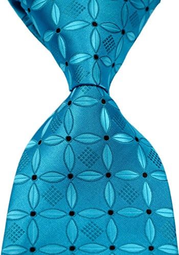 New Classic Leaf Turquoise JACQUARD WOVEN Silk Men's Tie Necktie