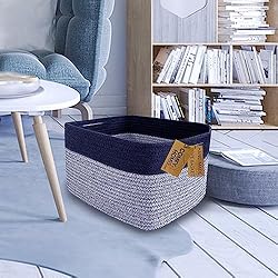 COMFY-HOMI 3PACK Rectangular Cotton Rope Basket
