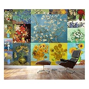 Peel and Stick Wallpapaer - Famous Paintings Collage by Vincent Van Gogh | Removable Large Wall Mural Creative Wall Decal - 66x96 inches
