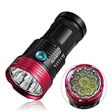 HONRIYA Super Bright Tactical Flashlight,1000~10000/12000 Lumens High Power Searchlight,10 or 12xCREE XML-T6 Portable Led Flashlight for Home and Outdoor (Black/Gold)(Without Battery)