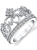 925 Sterling Silver Cubic Zirconia Princess Crown Tiara CZ Band Ring Size 9