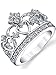 Metal Masters 925 Sterling Silver Cubic Zirconia Princess Crown Tiara CZ Band Ring