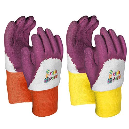 Kids Gardening Gloves by KIDDIE MASTER: 2-Pairs Childrenâ€™s Gardening Gloves Set for Home/School Gardening| Breathable Cotton Gripping Gloves for Yard/Lawn Work| Top Kids Learning tool Gift (2-6 Years)
