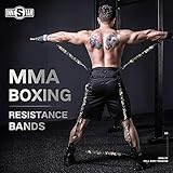 INNSTAR MMA Boxing Training Natural Latex Resistance Band Set Bodybuilding Training Equipment for Men&Women (225LB Camo Army Green)
