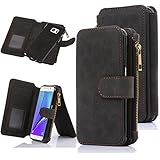 Galaxy Note 5 Case, CaseUp 12 Card Slot Series - [Zipper Cash Storage] Premium Flip PU Leather Wallet Case Cover With Detachable Magnetic Hard Case For Samsung Galaxy Note 5, Black