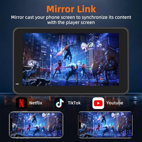 7" Wireless CarPlay Screen for Car, Wireless Carplay Touchscreen for Apple Car Play and Android Auto, Portable Car Stereo with Mirror Link, AUX, Voice Control, GPS Navigation, AirPlay