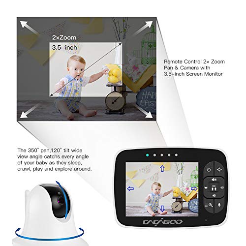 Cacagoo Video Baby Monitor With Remote Camera Pan Tilt Zoom 3 5 Color Lcd Screen Temperature Display Lullaby Two Way Audio With Wall Mount Kit Pricepulse