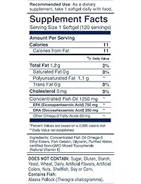 Wiley's Finest Peak EPA 1000 mg EPA + DHA Omega-3 por Softgel – Aceite de pescado de alta...
