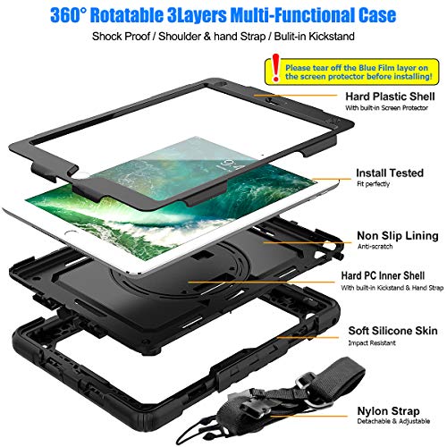 iPad 6th/5th Generation Case 9.7’’ with Screen Protector Pencil Holder