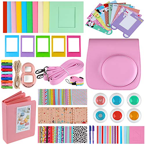 Zacro-14Pcs-Accesorios-Rosas-de-Fujifilm-para-Instax-Mini-888s9Partes-de-Bolsa-Almacenamientolbumfiltros-ColoridosMarcos-DiferentesPegatinasetc