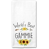World's Best Gammie Kitchen Towel, Floral Sunflower Kitchen Towel, Best Gammie Ever, Gift Mothers Day Birthday Christmas Thanksgiving for Gammie, Soft and Absorbent Kitchen Tea Towel