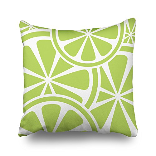 soopat Pillowcover 16"X16" Lime Slices Green Summer Throw Pillow Cover Home Decorative Cushion Case Pillow Case Sofa Bed Car Living Home With Hidden Zippered In Soft Catoon