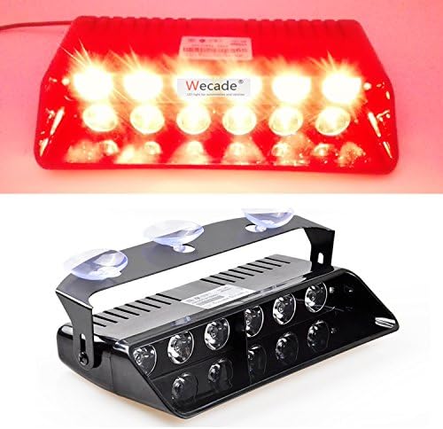 Wecade 16 Changing Modes 6w Super Bright LED Visor Dashboard Windshield Emergency Hazard Warning Strobe Lights (Red)