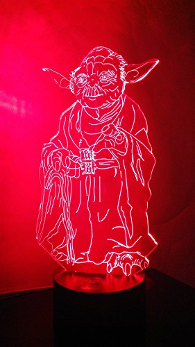 Master Yoda 3D Night Light LED Illusion Lamp Bedside Desk Table Lamp, Loveboat 7 Color Changing Ligh - //coolthings.us