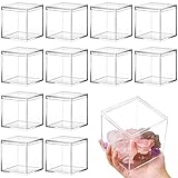 Juexica 12 Pieces Clear Acrylic Plastic Square Cube