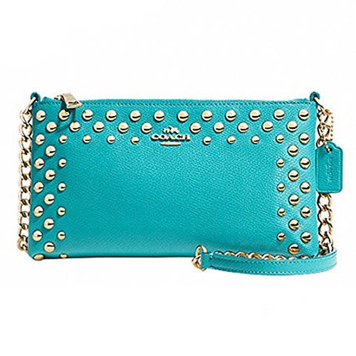 Studded Cross Grain Leather Quinn Crossbody F53140 Cadet Blue COACH