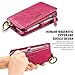 For Apple iPhone 6 Plus and Apple iPhone 6s Plus 5.5 inch Case, FLOVEME Vintage 2 in 1 Zipper Magnetic Wallet Leather 18 Card Slots Handbag Full Protection Flip Pouch Kickstand Cover Holder - Hot Pink