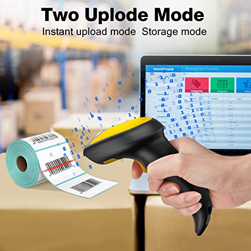 URCERI Barcode Scanner,Wireless Versatile 2-in-1 Barcode Reader 328 Feet Transmission Distance with USB Cordles Rechargeable Automatic 1D Handheld Bar Code Scanner for Retail Store, Supermarket etc. - Thumbnail 4