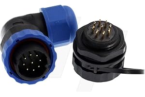HANGTON CONNECT HangTon SD20 9 Pin Connector, Rotated Angled Plug + Panel Mount Socket, Female Male Waterproof Circular Aviation Power Quick Disconnect Outdoor Connector