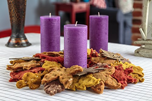 Set of 3 Purple Pillar Candles 3" x 6" Unscented Handpoured for Weddings, Church, Home Decoration, Relaxation, Spa, Smokeless Cotton Wick - Fragrance-Free by Melt Candle Company