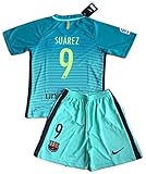Luis Suarez #9 FC Barcelona 2016-2017 Champions League 3rd Jersey with Shorts for Kids