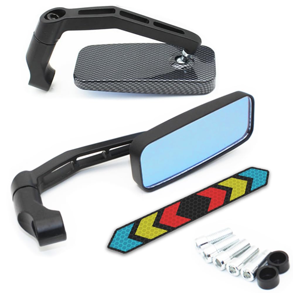 アズキホーム バイクミラー スクエア型 カーボン柄 左右セット 正ネジ 逆ネジ 8mm 10mm商品画像