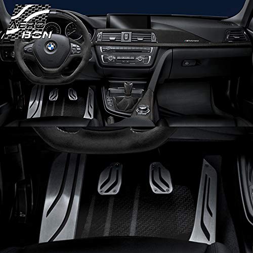 AeroBon Manual Transmission Stainless Steel Fuel Brake Clutch Pedal Pads Compatible with BMW 1 2 3 4 5 6 X1 X2 X3 X4 X5 X6 M3 M5 M6- No Drill Required
