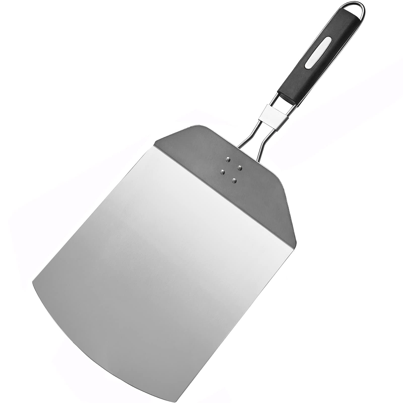 Folding Pizza Peel Stainless Steel Spatula Long Handle Pizza Turning Peel Super Smooth Pizza Paddle Non-Stick Blade 63.5×24.2cm