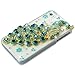Poposh For Apple iPhone 4 4S 3D Crystal Bling Glitter Diamond Case Cover with Green Blue Peacock - Transparent