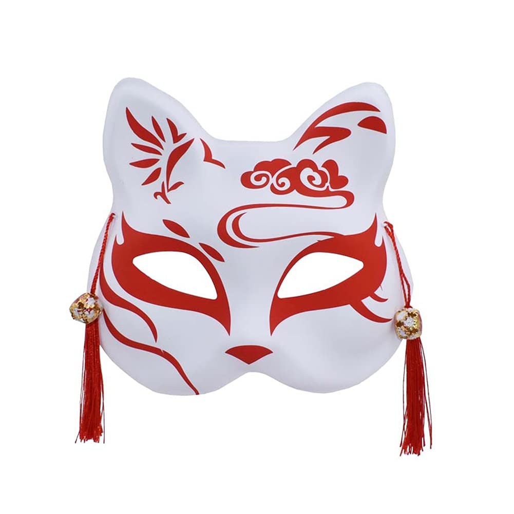 YYSHOP 狐面 お面 仮面 鈴付き 狐の面 ハロウィン お祭り 夏祭り コスプレ道具小物 和風 ハロウィーンマスク 学園祭 夏祭り 舞踏会 手描きお面 (A) の商品画像