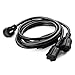 SIMBR Extension Cord Splitter Flat Plug, Indoor Outdoor Power Cord, Heavy Duty Grounded 3 Prong, 16 AWG, UL Listed, Black(6 ft)