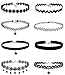 FIBO STEEL 6PCS Womens Black Velvet Choker Necklace for Women Lace Choker Tattoo Necklace (E: 8 PCS A Set)