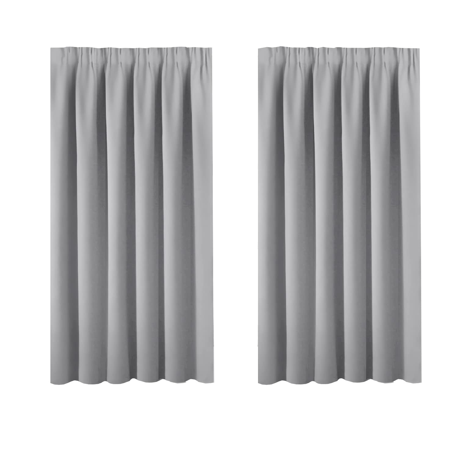Blackout Curtains Small Curtains for Windows - Super Soft Room Darkening Pencil Pleat Curtains for Nursery Short Window Treatment with Tape Top for Bedroom 46 x 54 Inch, 2 Panels, Dove Grey