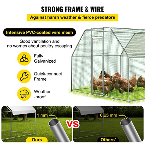 VEVOR Large Metal Chicken Coop with Run, Walkin Chicken Runs for Yard