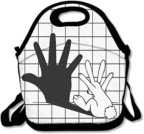 PaTiane Rabbit Hand Shadow Funny Lunch Tote Lunch Bag