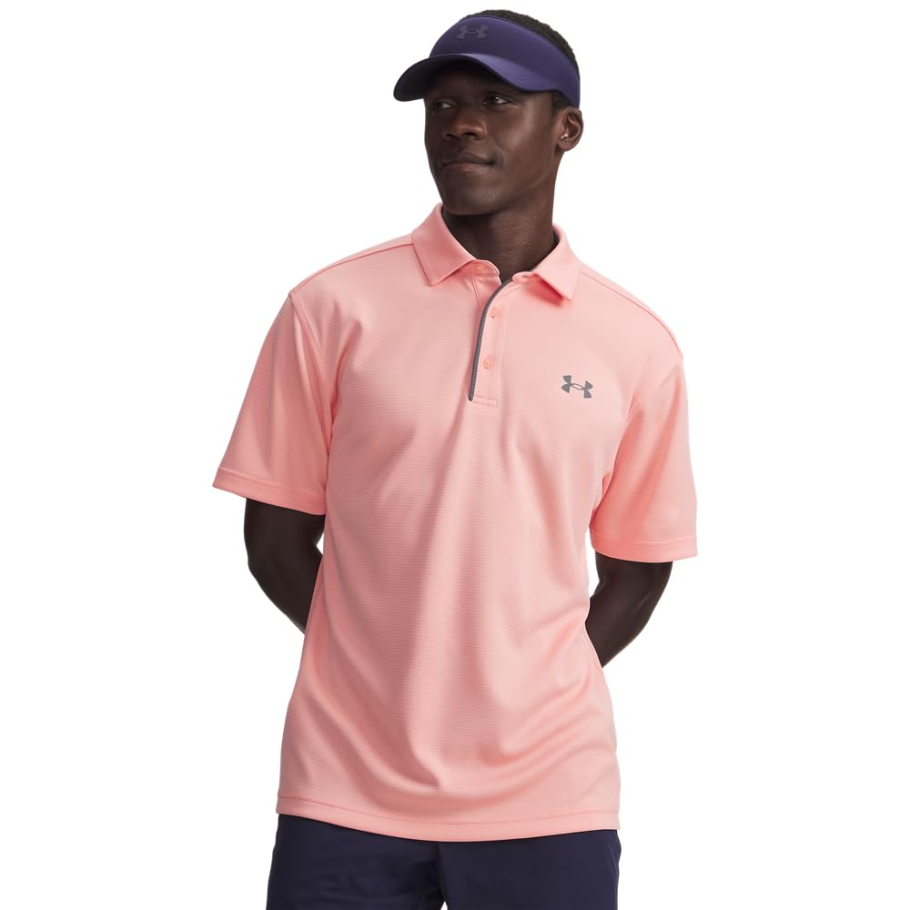 Under Armour Men's Tech Golf Polo, (603) Posh Pink / / Pitch Gray, Large Image