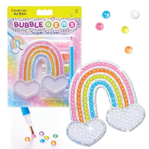 Creativity for Kids Bubble Gem Super Sticker: Rainbow, Diamond Art Kits for Kids, Small Gifts and Holiday Stocking Stuffers for Girls, Window Art Craft Kits for Girls and Boys (Ages 6+)