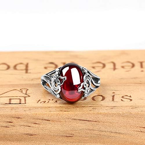 WEII Ring Fashion S925 Silver Inlay Gemstone Ring Trend Vintage Decorative Ring Jewelry