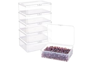 BENECREAT 6 Pack 5.6x4.2x1.8 Clear Plastic Box Containers with Lids for Beads, Safety Pins and Other Craft Jewelry Watch Findings