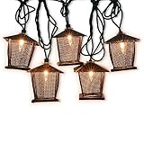 LIDORE 10 Counts Vintage Bronze Iron Nets Lanterns Plug-in String Lights. Great for Indoor/Outdoor Decoration. Best Ambience Decorative Lights. Warm White Glow.