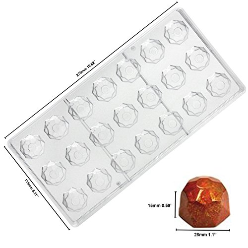 Funshowcase Rose, Heart, Dome, Diamond,Oval Shape Chocolate Mold PS Plastic 6-piece Set Bite Size