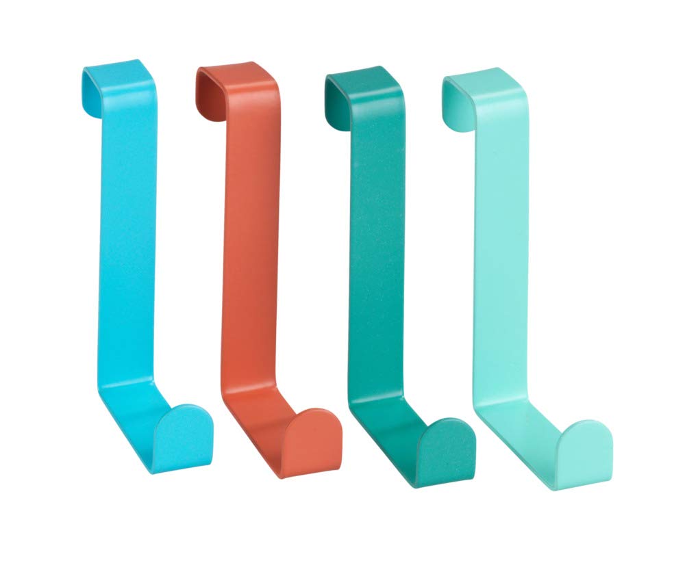 WENKO 4 Hooks Steel Over Door Coat Hooks 7.6 x 1.2 x 6 cm Multi-Coloured