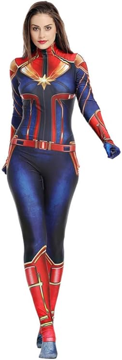 YONCHE - Disfraz de superhéroe para Halloween, Cosplay Carol Danvers