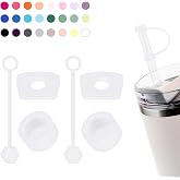 Silicone Spill Stopper Set Compatible with Stanley Cup 2.0 30oz &amp; 40oz with Straw Cover (Set of 2, Clear)
